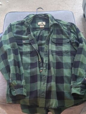 Field & Stream Green and Black Buffalo Plaid Flannel Shirt